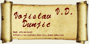 Vojislav Dunjić vizit kartica